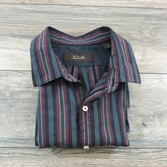 Tasso Elba Mens XL Long Sleeve Shirt Office Business Dress Designer Maroon Black - Picture 10 of 10